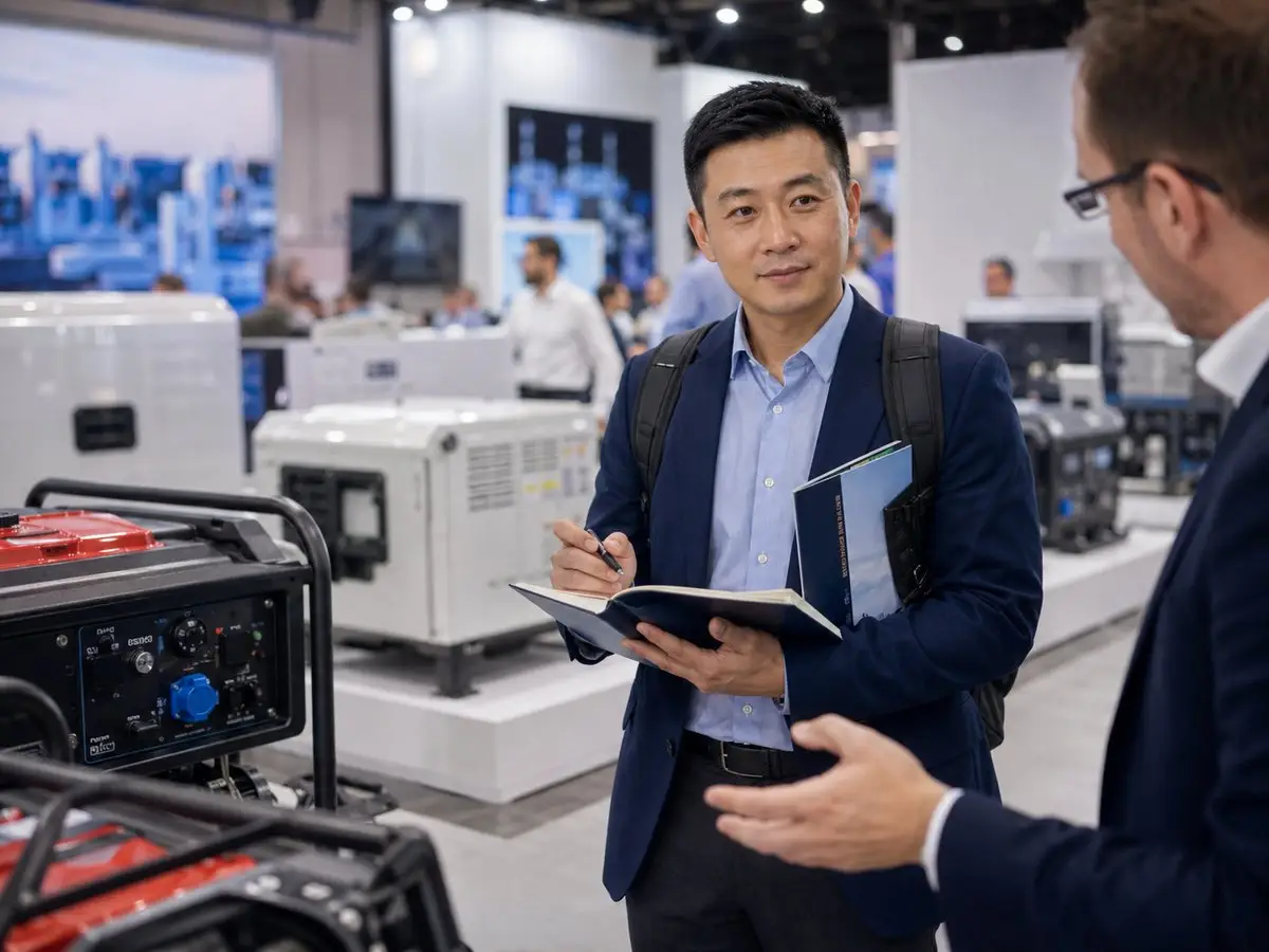 Representative power-equipment exhibition and buyer-side market observation scene